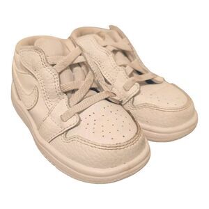 Nike Jordan 1 Toddler Low Top Triple White Shoes size 6C Hook And Loop Pull On